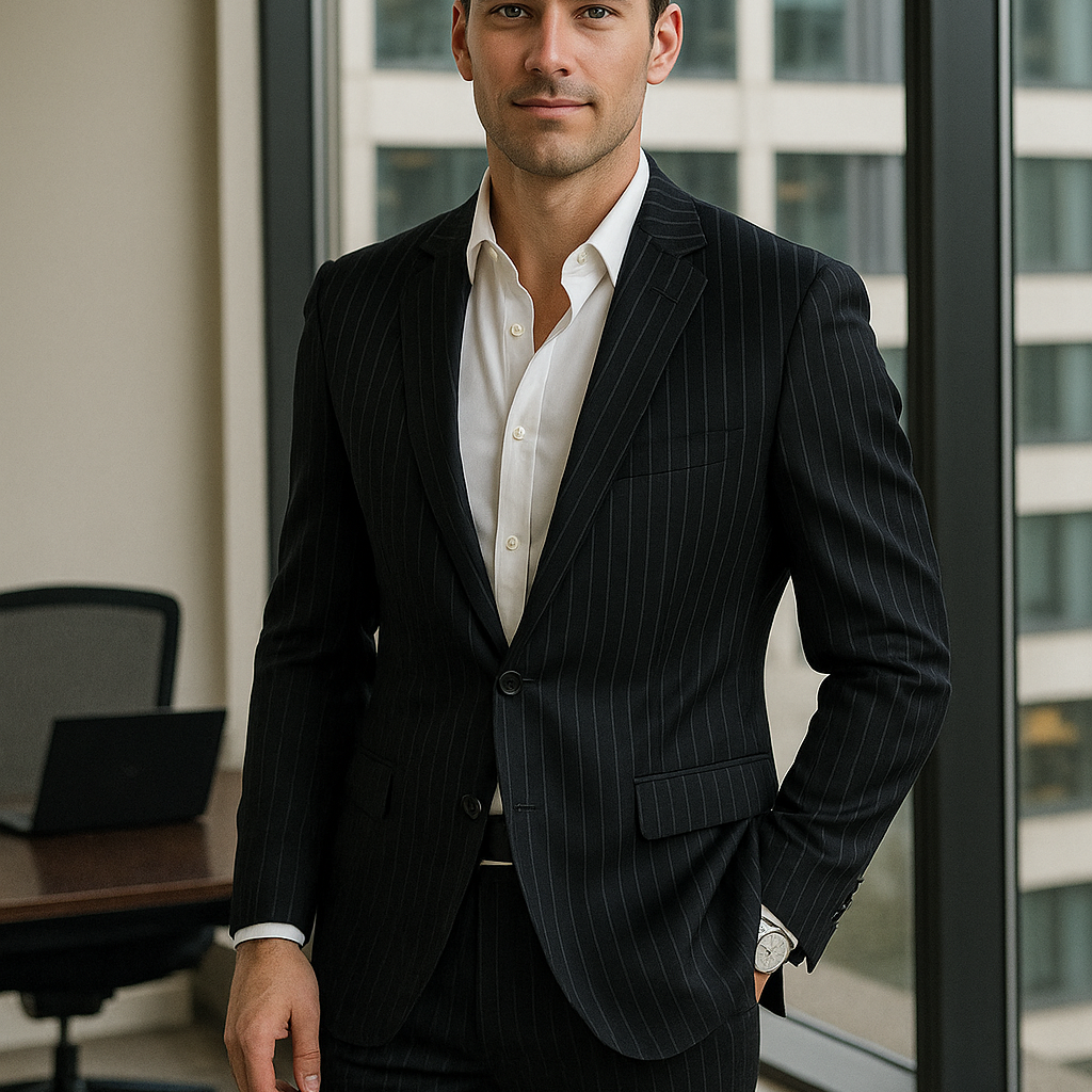 The Westminster Black Pinstripe — Tailored 2-Piece Suit