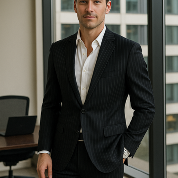 The Westminster Black Pinstripe — Tailored 2-Piece Suit