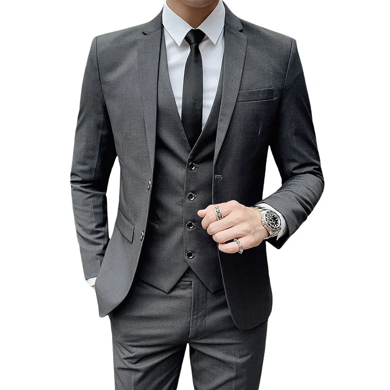 Savile Row Tailored 3-Piece Suit — Men’s Single-Breasted Blazer, Waistcoat & Trousers