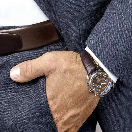 The Kensington Roman — Leather Strap Quartz Watch